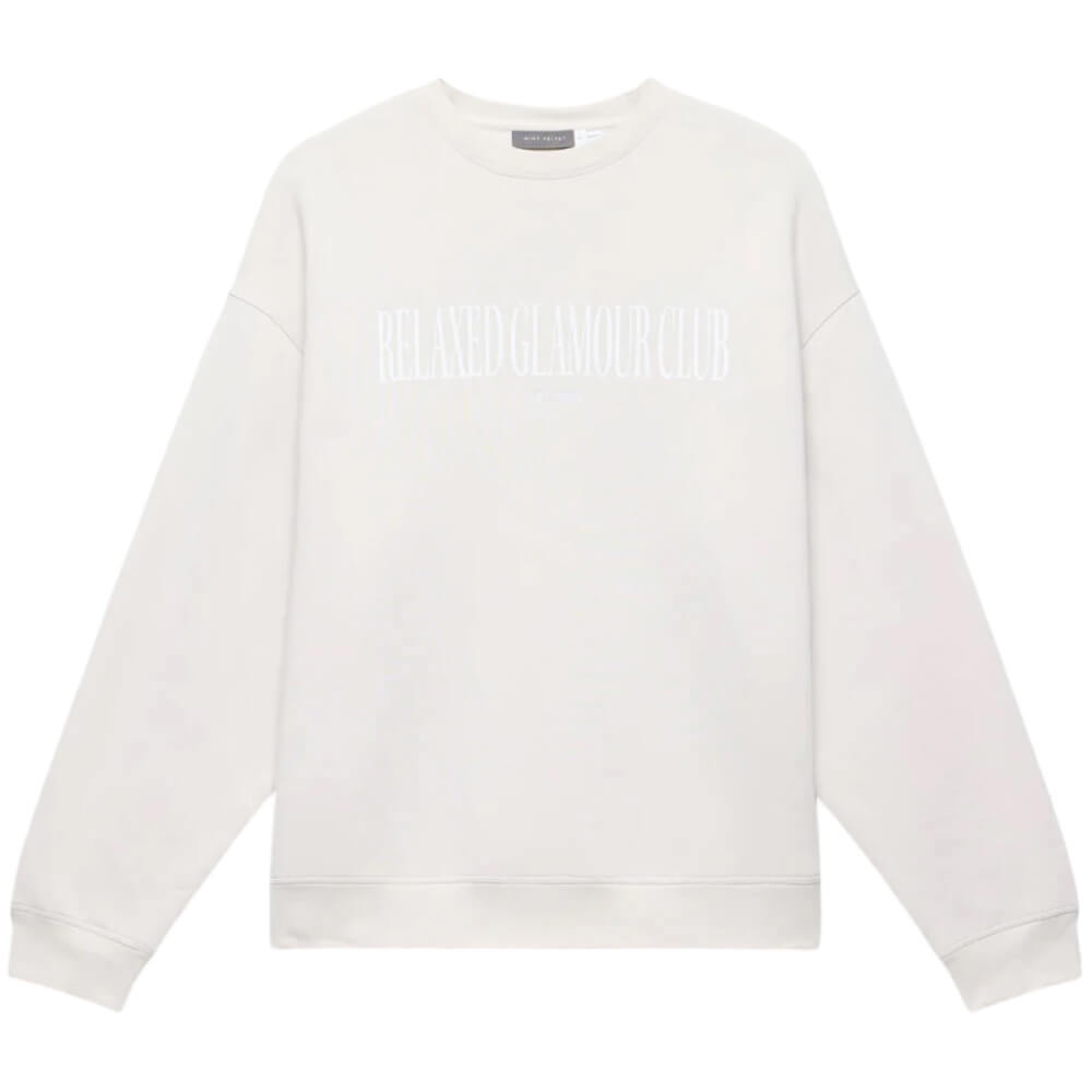 Mint Velvet Neutral Relaxed Glamour Cotton Sweatshirt